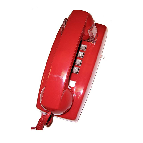 Cortelco Wall Phone with Volume - Red