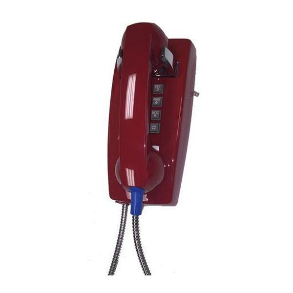 Cortelco Wall Phone Basic Armored Cord with Plastic Cradle - Red